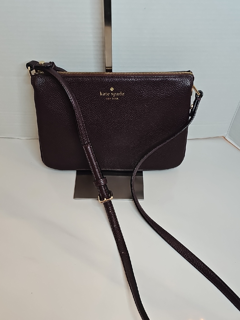 kate spade Pebbled Leather Crossbody in Plum